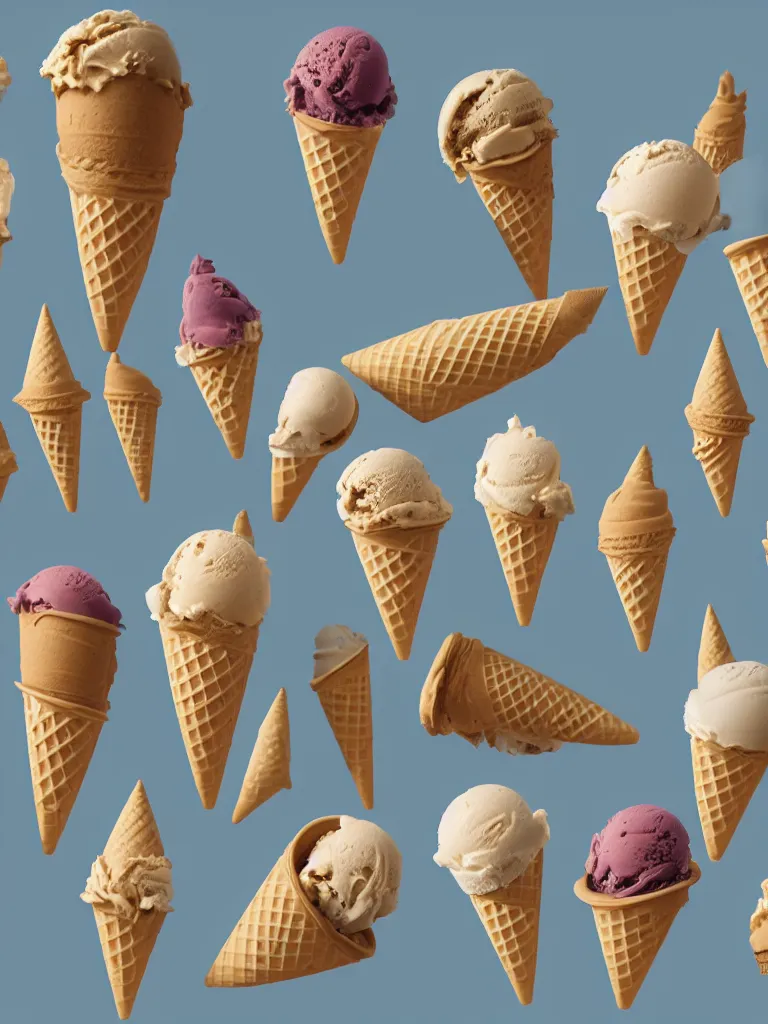 Image similar to ice cream cones, by concept artists, blunt borders, rule of thirds, beautiful light