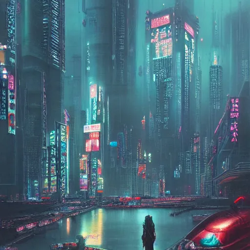 Prompt: cyberpunk tokyo skyline, cyberpunk 2 0 7 7 and beksinski art style painting, highly detailed