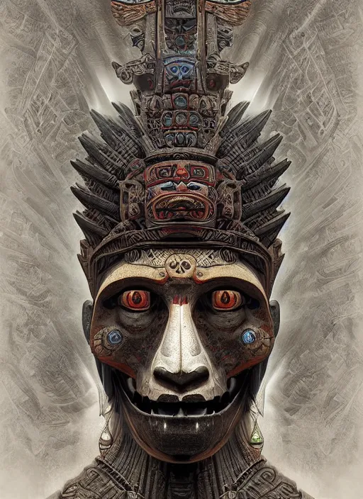 Image similar to digital _ painting _ of _ triangle head mayan god of death _ by _ filipe _ pagliuso _ and _ justin _ gerard _ symmetric _ fantasy _ highly _ detailed _ realistic _ intricate _ port