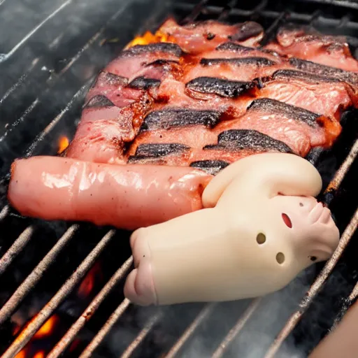 Prompt: a baby on a disposable bbq