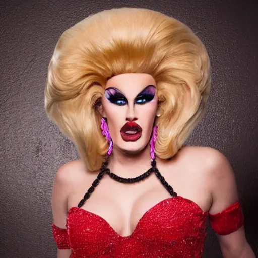 Image similar to Vladimir Poutine as a drag queen