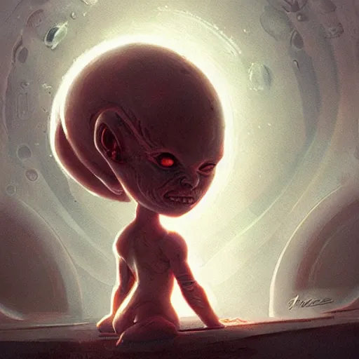 Image similar to baby alien, by greg rutkowski