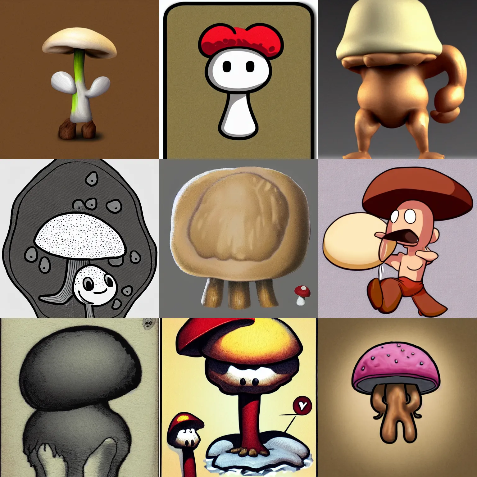 Prompt: anthropomorphic buff mushroom