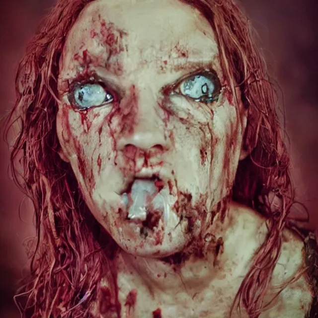 Prompt: hyper realistic photo portrait redneck zombie woman cinematic, artstation