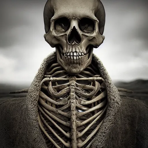 Prompt: skeleton wearing swag michal karcz