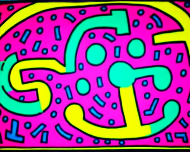 Image similar to graffiti, heart made with circles and lines, vivid colors, highly detailed, simple, no jagged lines, smooth, artstation, artwork by keith haring