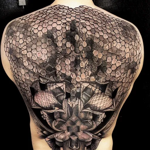 Image similar to Honeycomb cathedral tattoo design.