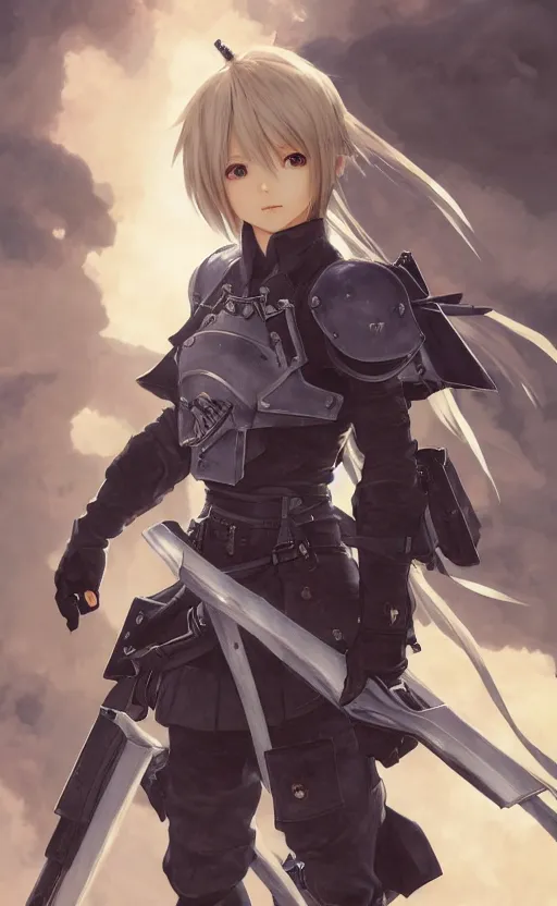 Prompt: final fantasy 1 0 infantry girl, anime style, short hair, hair down, symmetrical facial features, from arknights, hyper realistic, 4 k, rule of thirds, extreme detail, detailed drawing, artstation, paladin armor, by alphonse mucha, greg rutkowski, sharp focus, backlit