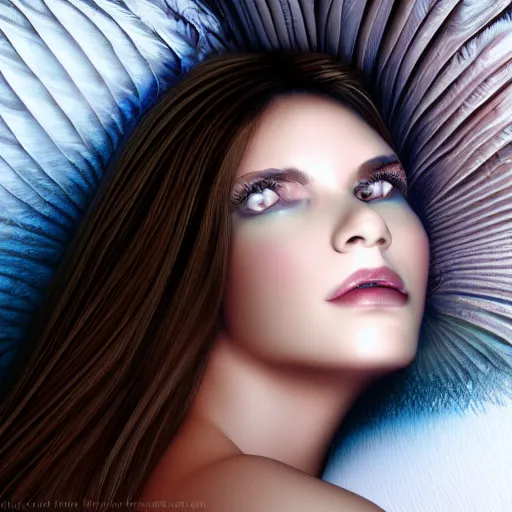 Prompt: incredible beautiful girl, octane render, in a feather bed, drawing, art, 4 k