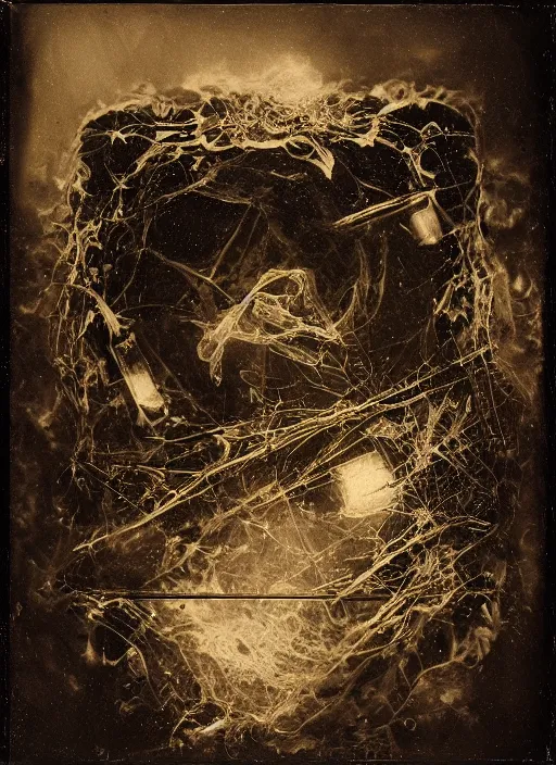 Image similar to old wetplate daguerreotype explosion of data fragments, fractal, intricate, elegant, highly detailed, parallax, leica, medium format, subsurface scattering, by jheronimus bosch and greg rutkowski and louis jacques mande daguerre