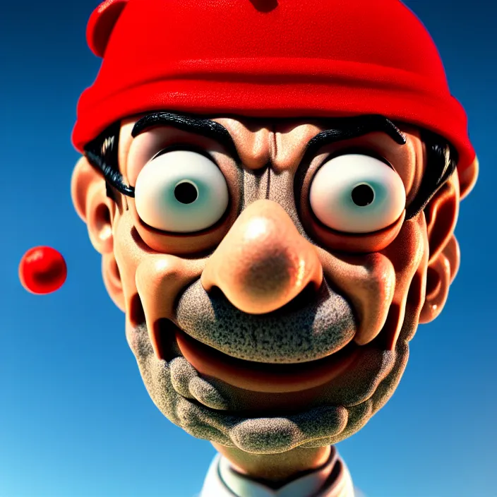 Image similar to high quality photoshoot of mr. bean in the role of waldo from where's waldo, surreal, light shining through, hyper - realistic, highly detailed, sharp focus, smooth, intricate, octane render