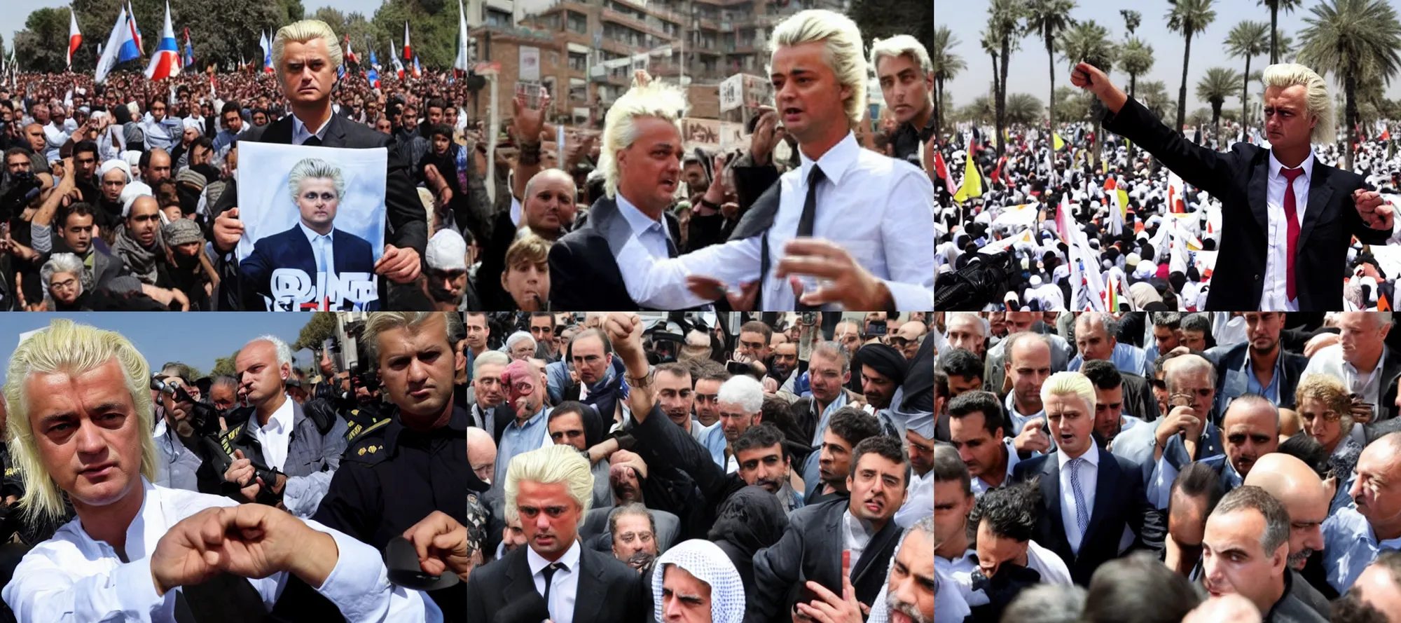 Prompt: geert wilders fighting for freedom during arab spring