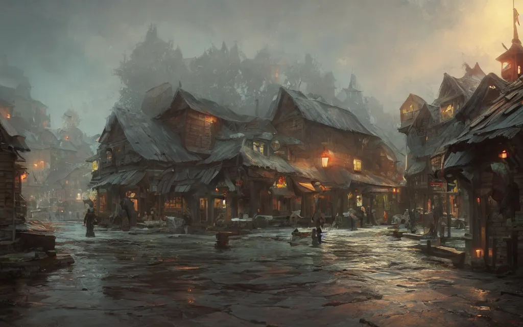 Prompt: slavic village, sharp focus, wide shot, trending on artstation, masterpiece, by greg rutkowski, by ross tran, by fenghua zhong, octane, soft render, oil on canvas, colorful, cinematic, environmental concept art