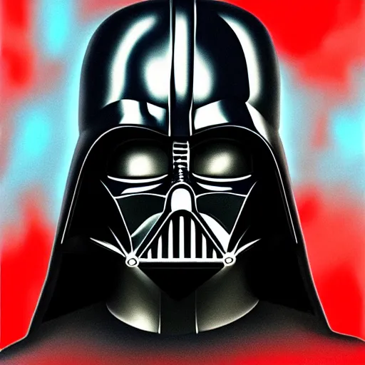 Image similar to darth vader, profile pic, red background, accurate anatomy, highly detailed, digital art, epic,