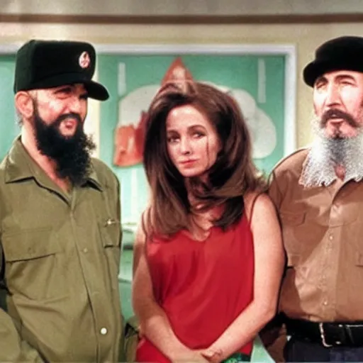 Prompt: A still of Fidel Castro in the 1990s sitcom Friends