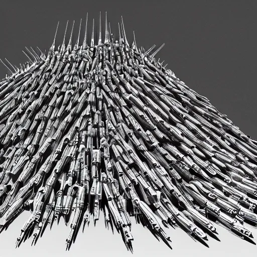 Image similar to gigantic mountain of syringes by junji ito and francis bacon, hunter s thompson feeling of grimdark, sharp focus, fiction, hyper detailed, digital art, trending in artstation, cinematic lighting, studio quality, smooth render, unreal engine 5