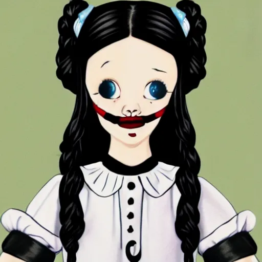 Image similar to Wednesday Addams doing TikTok dances