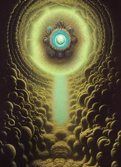 Image similar to antediluvian occult cosmology, panspermia, by daniel arsham and robert hooke and ernst haeckel and agostino arrivabene and joaquin sorolla and martin johnson heade, rule of thirds, vivid colours, negative space, atmospheric, digital painting, artstation, concept art, smooth, sharp focus