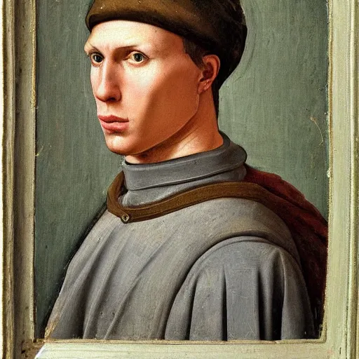 Image similar to A 14th century italian renaissance oil painting of Jerma985, portrait of Jerma985, grainy, realistic, very realistic, hyperrealistic, highly detailed, very detailed, extremely detailed, very neat, very epic, very cool, detailed, trending on artstation