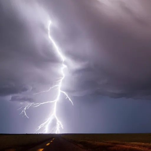 Prompt: storm clouds lightning dramatic evocative night dense tornado 4k