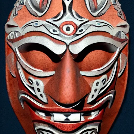 Prompt: a tribal mask in the style of Marc Simonetti