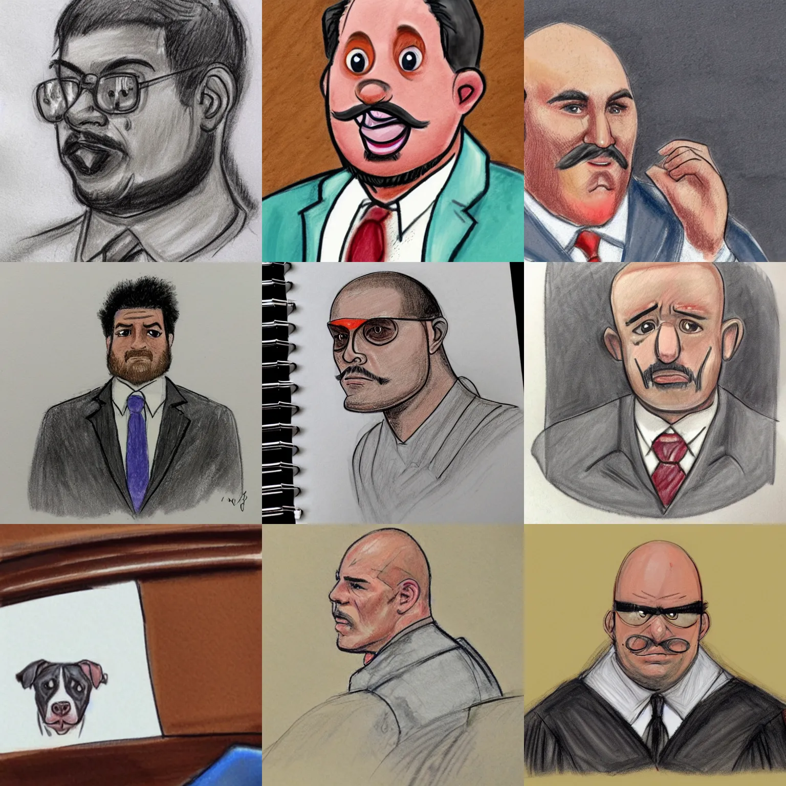 Prompt: courtroom sketch of man named ['wilford snibble - snabble the gribble - pibble']