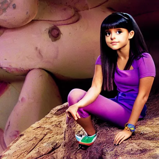 Image similar to Portrait of Ariana Grande doing Dora The Explorer cosplay, 35mm photograph by annie leibovitz