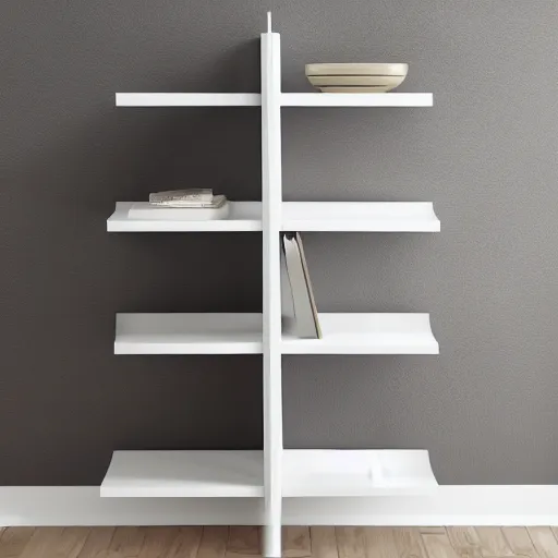 Prompt: white zen clean modern minimalist shelf