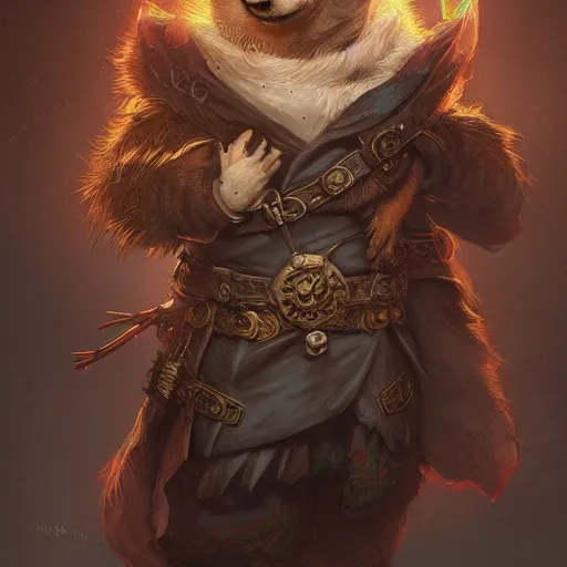 Prompt: a corgi mage, d & d character art, highly detailed digital illustration, hyperrealistic, majestic, glowing, beautiful, intricate, greg rutkowski, trending on artstation, 8 k