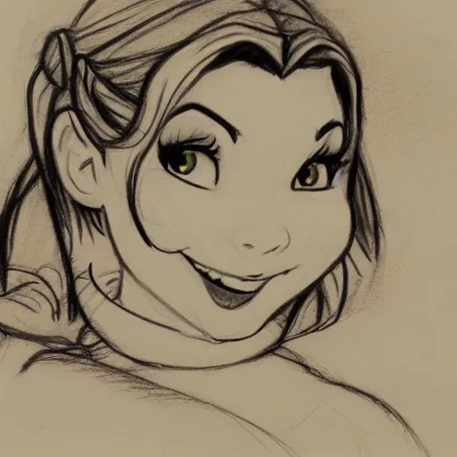 Image similar to milt kahl pencil sketch of chloe grace moretz as snow white