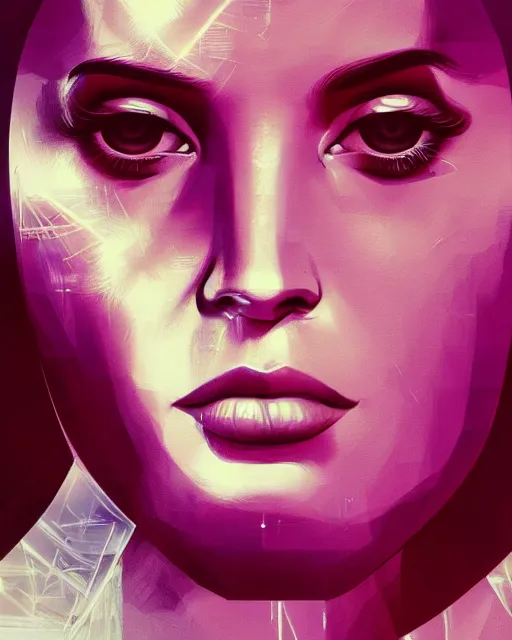 Image similar to portrait of Lana Del Rey as a cyborg. intricate abstract. intricate artwork. by Tooth Wu, wlop, beeple, dan mumford. mulholland drive by david lynch, dune by david lynch, octane render, trending on artstation, greg rutkowski, alex ross. very coherent symmetrical artwork. cinematic, hyper realism, high detail, octane render, 8k, iridescent accents