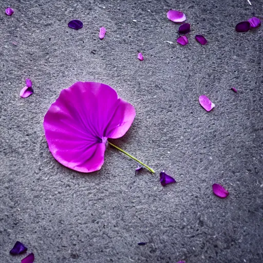 Image similar to closeup photo of 1 lone purple petal flying above a kids in park, city, aerial view, shallow depth of field, cinematic, 8 0 mm, f 1. 8 - c 1 2. 0