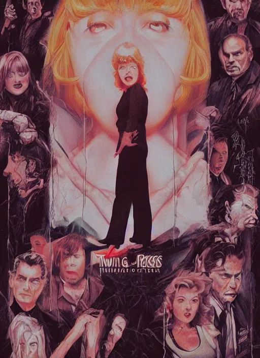 Image similar to twin peaks movie poster art by yumihiko amano