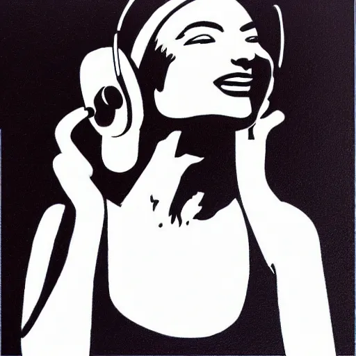 Image similar to a beautiful woman with headphones dancing by jason brooks