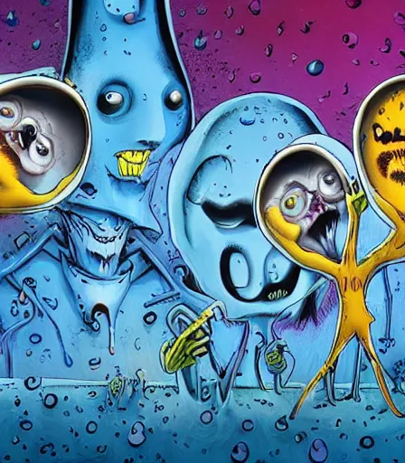 Prompt: Tim Burton style The Watchmen by Alex Pardee and Nekro and Petros Afshar, and James McDermott,unstirred paint, vivid color, cgsociety 4K