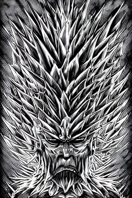 Image similar to pineapple humanoid figure monster, symmetrical, highly detailed, digital art, sharp focus, trending on art station, kentaro miura manga art style