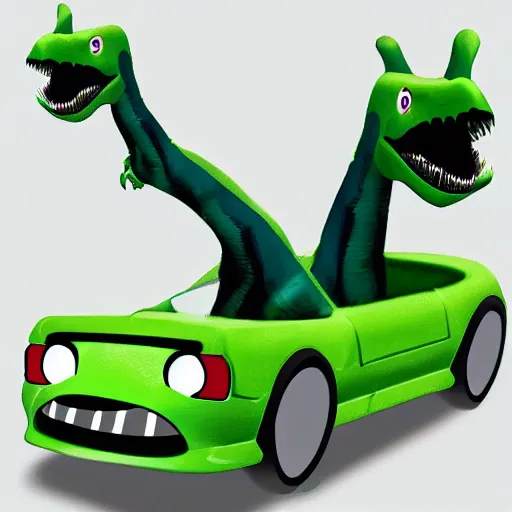 Prompt: dinosaur car