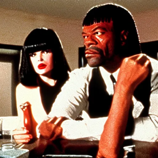 Image similar to a film still from pulp fiction