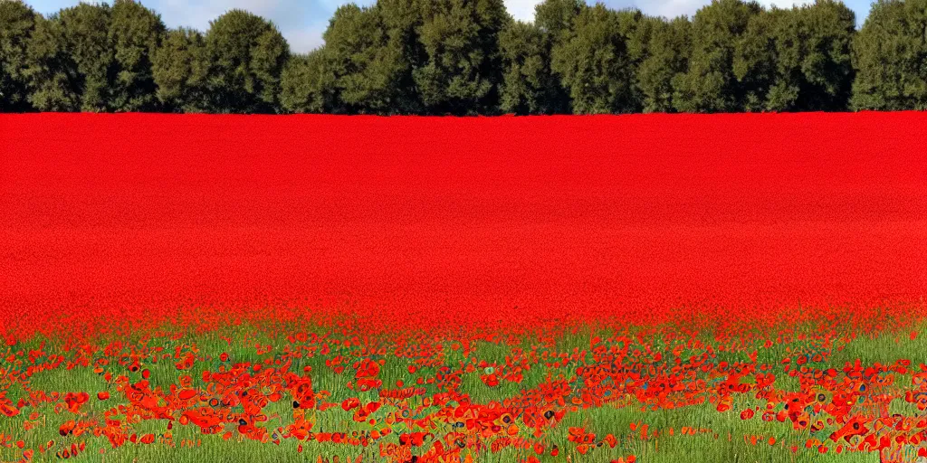 Image similar to field of poppies, marvel style