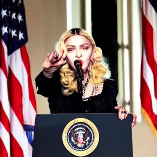 Image similar to Madonna as the president of the United states