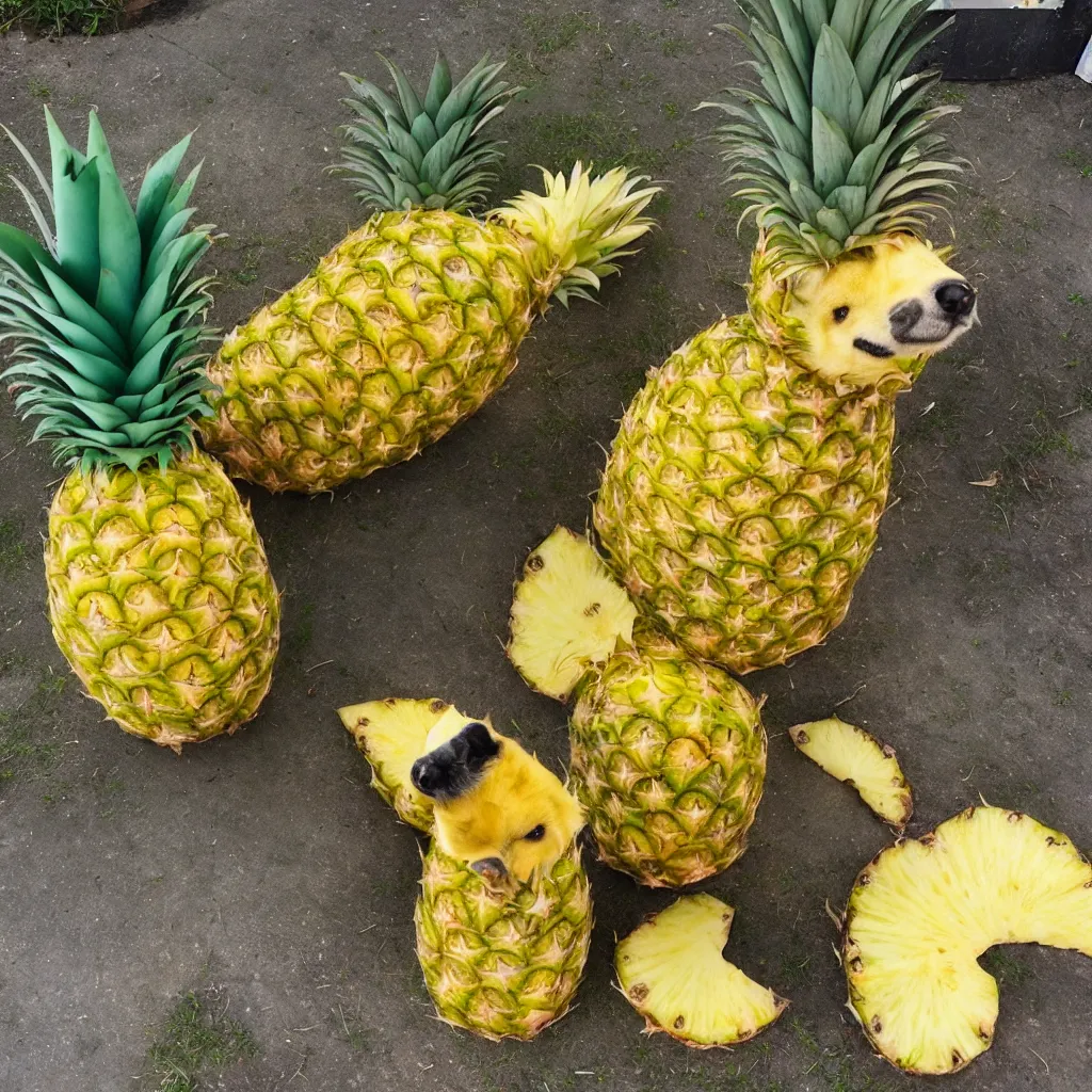 Prompt: pineapple that looks like doge