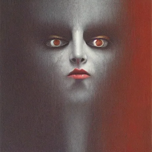 Prompt: teen raven-girl, painting by Beksinski