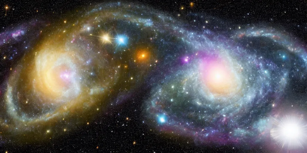 Prompt: massive scale cosmic being in outer space, galaxies