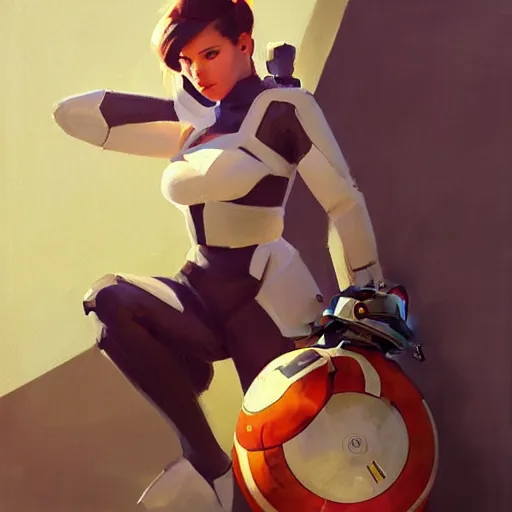 Image similar to greg manchess portrait painting of bb 8 as overwatch character, medium shot, asymmetrical, profile picture, organic painting, sunny day, matte painting, bold shapes, hard edges, street art, trending on artstation, by huang guangjian and gil elvgren and sachin teng