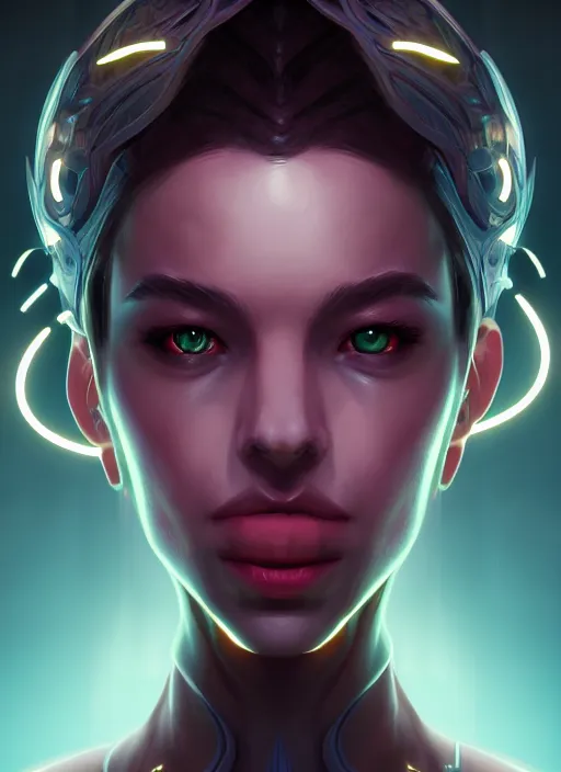Image similar to symmetry!! portrait!! of a female character fury, fantasy, tech style, glowing lights!! intricate, elegant, highly detailed, digital painting, artstation, concept art, smooth, sharp focus, illustration, art by jesse carpenter and grace liu and baldi konijn
