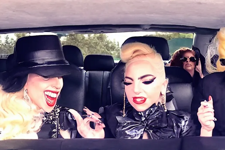 Image similar to lady gaga and judy garland carpool karaoke