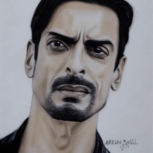 Image similar to portrait of arjun rampal, 1 0 0 mm, realistic