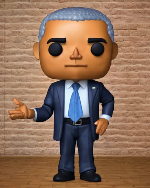 Image similar to full body 3d render of barack obama as a funko pop, studio lighting, white background, blender, trending on artstation, 8k, highly detailed