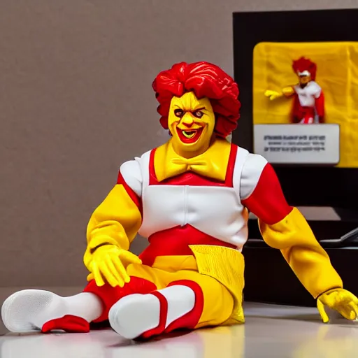 Image similar to ronald mcdonald action figure, high resolution product photography