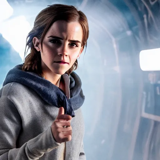 Image similar to Emma Watson in Ready Player One, XF IQ4, 150MP, 50mm, F1.4, ISO 200, 1/160s, natural light